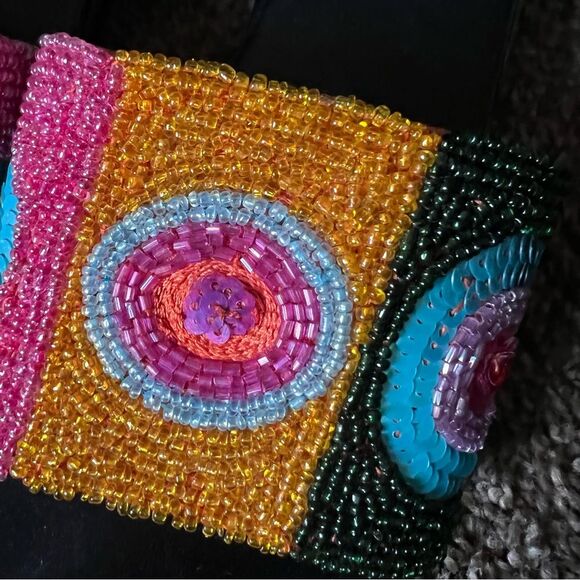 RARE Beaded Italian chunky colorful sandals Size 8.5 iUS / 39 EU GUC - Picture 7 of 16